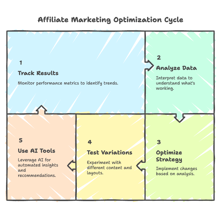 An infographic image telling how to track your results and optimize your strategy